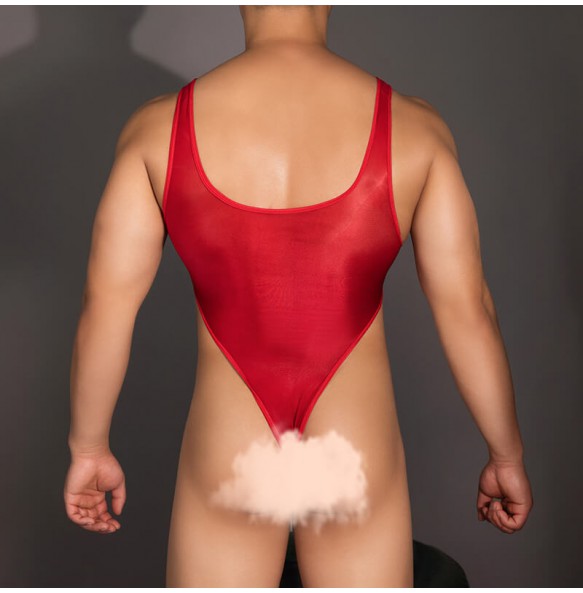 Feeetmoi - Men's Sheer Bodysuit (Red)